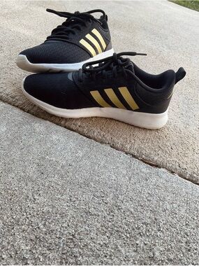 adidas Black Sneakers with Gold Three-Stripes